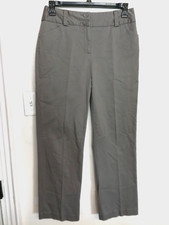 Talbots Womens Pants 10 Green Gray Stretch Dress Pockets Academia Career Office