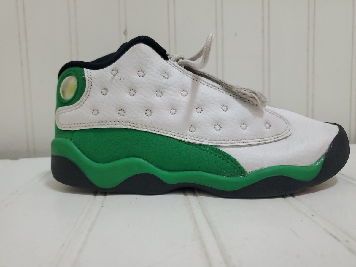 NIKE AIR JORDAN 13 RETRO TD WHITE LUCKY GREEN BLACK SZ 10c 414581