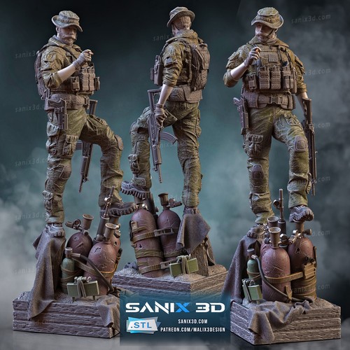 Call of Duty - Captain Price - Statue 3D-Druck Maßstab 1:10 unbemalt/unmontiert - Bild 4 von 14