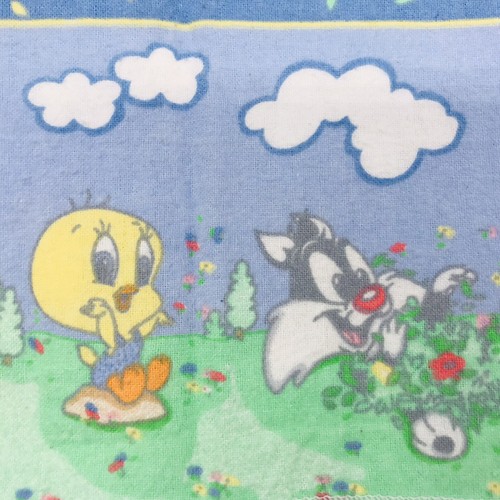 Baby Blanket Looney Tunes Tweety Sylvester Bugs Bunny Receiving Swaddle Vintage - Picture 3 of 5