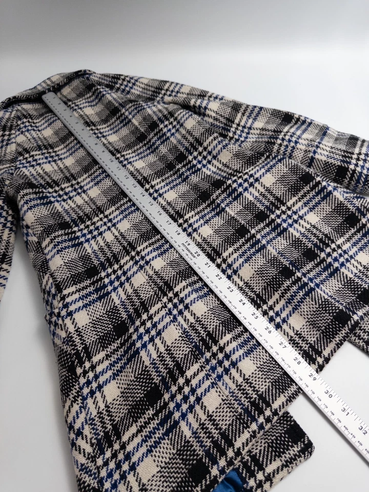 Abrigo Guess Jeans Mujer XS Cuadros Negro Blanco Abotonado Chaquetón Lana Poliéster Foto 4 de 4