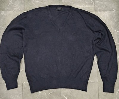 Vintage Christian Dior Monsieur Sweater L Navy Blau 100% Cotton Made In USA