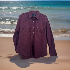 Wrangler VTG 70s 80s RED Denim Pearl Snap Shirt Mens XL