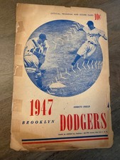 RARE VINTAGE 1947 BROOKLYN DODGERS vs ST LOUIS BASEBALL PROGRAM JACKIE ROBINSON