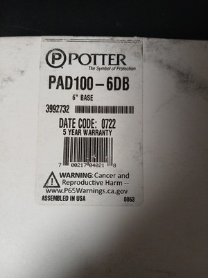 Potter PAD100-6DB 6-inch Base For Smoke Or Heat