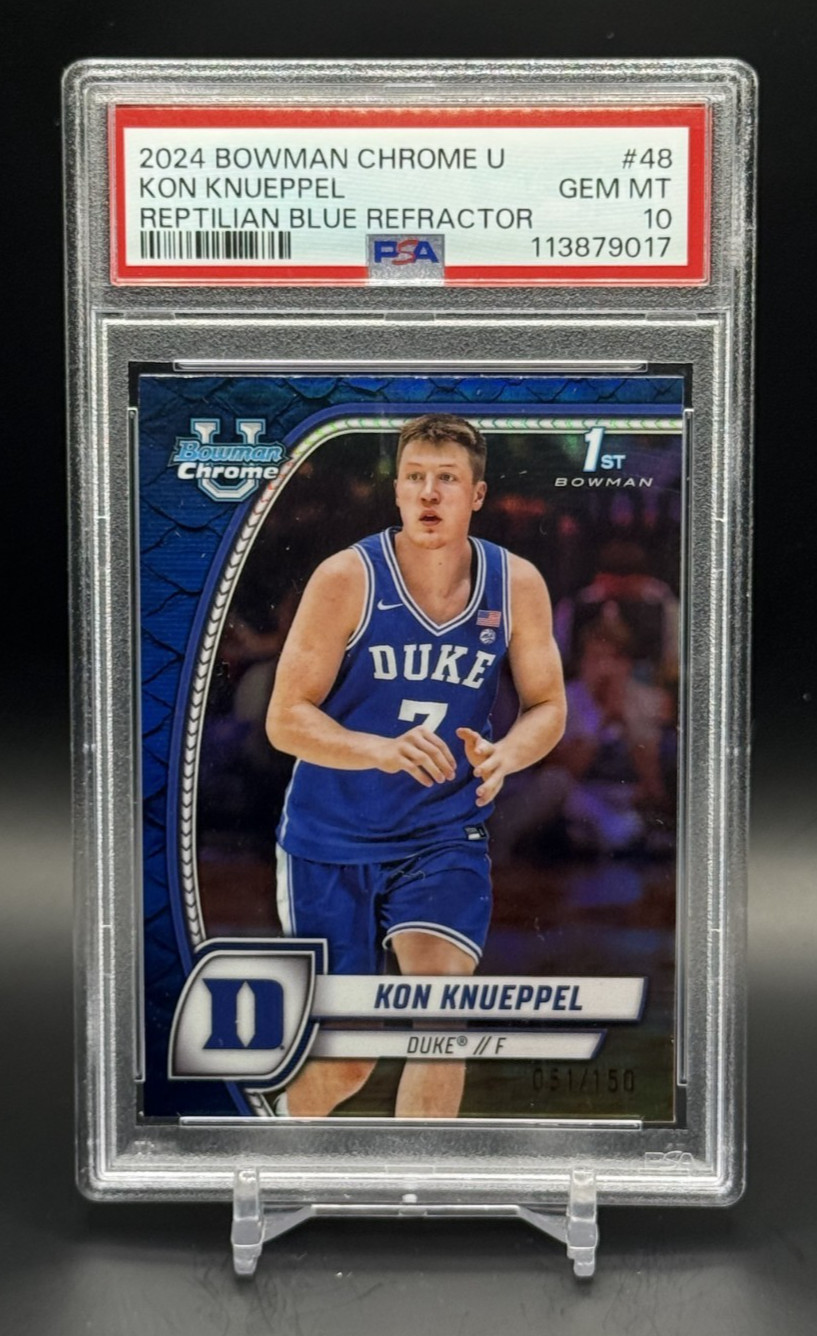 2024 Bowman U Chrome Kon Knueppel Rookie Blue Reptilian #48 51/150 PSA 10