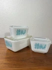 Vintage Pyrex Amish Butterprint 2x 501 + 502 Refrigerator Dishes w/ Lids