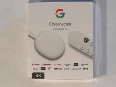 Google Chromecast with Google TV 4K Media Streamer White Wi-Fi Bluetooth HDMI