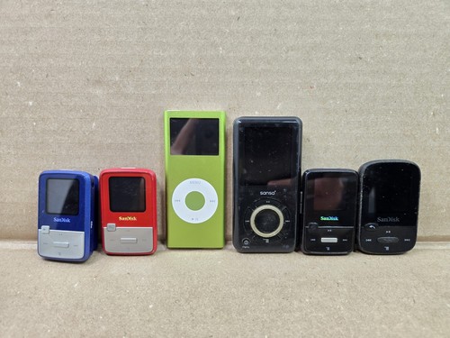 Parts Lot of 5 SanDisk Clip Sport MP3 Players Black, Red, Blue For Parts/Repair