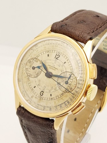 Universal Geneve Cronografo 2 Contatori Oro 18K Cal.285 Vintage Running