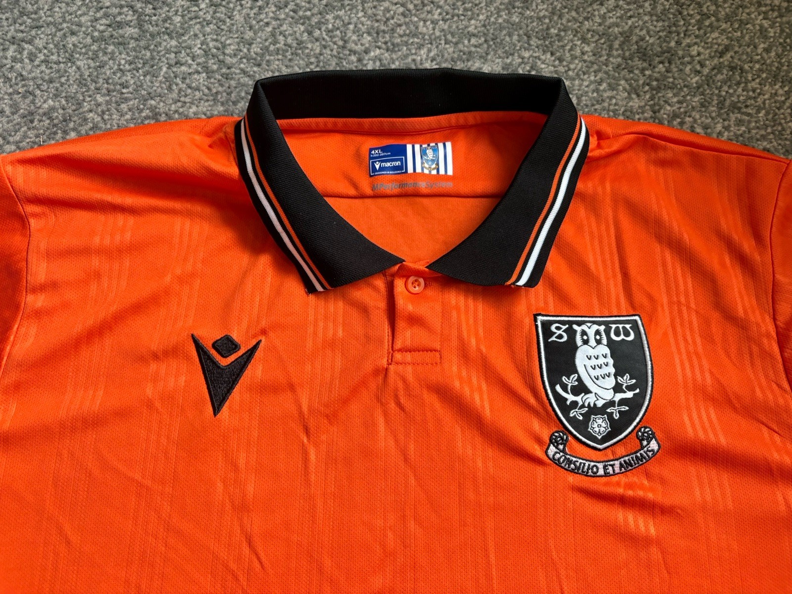 Sheffield Wednesday 2024/2025 Away Shirt Mens 4XL Orange Football Top Kit Macron image 8