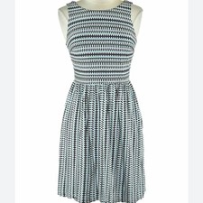 Loft Blue and White Printed Midi Sleeveless Dress Size Small