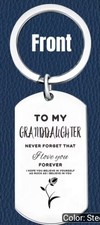 Personalized Metal Keychain For Granddaughter With Message. 2 " L w/o ring.