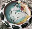 Vintage Mid Century Italian Pottery Nude Lady Ashtray Trinket Dish