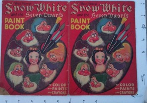 SNOW WHITE & SEVEN DWARFS PAINT BOOK  coloring disney circa 1938