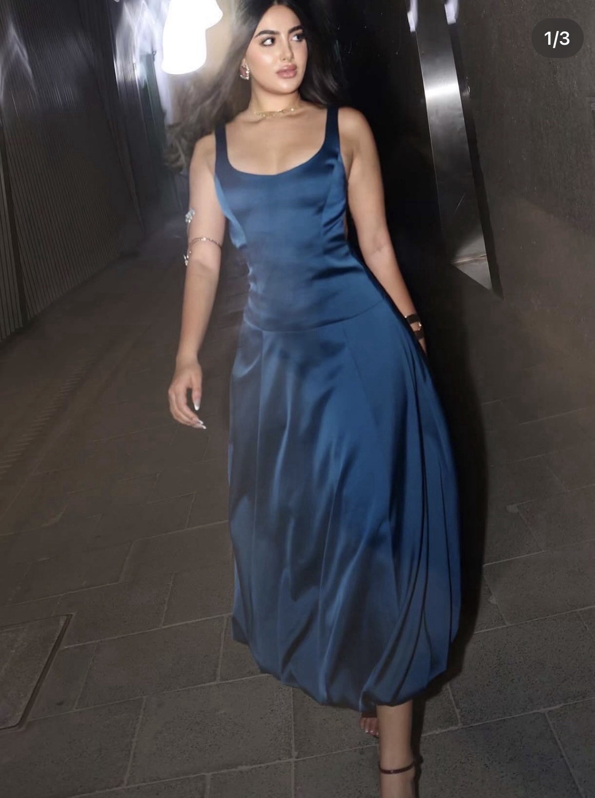 ZARA WOMAN FW25 PUFFBALL MIDI SATIN EFFECT DRESS DUCK GREEN 9591/605 NEW_XS-L thumbnail 4