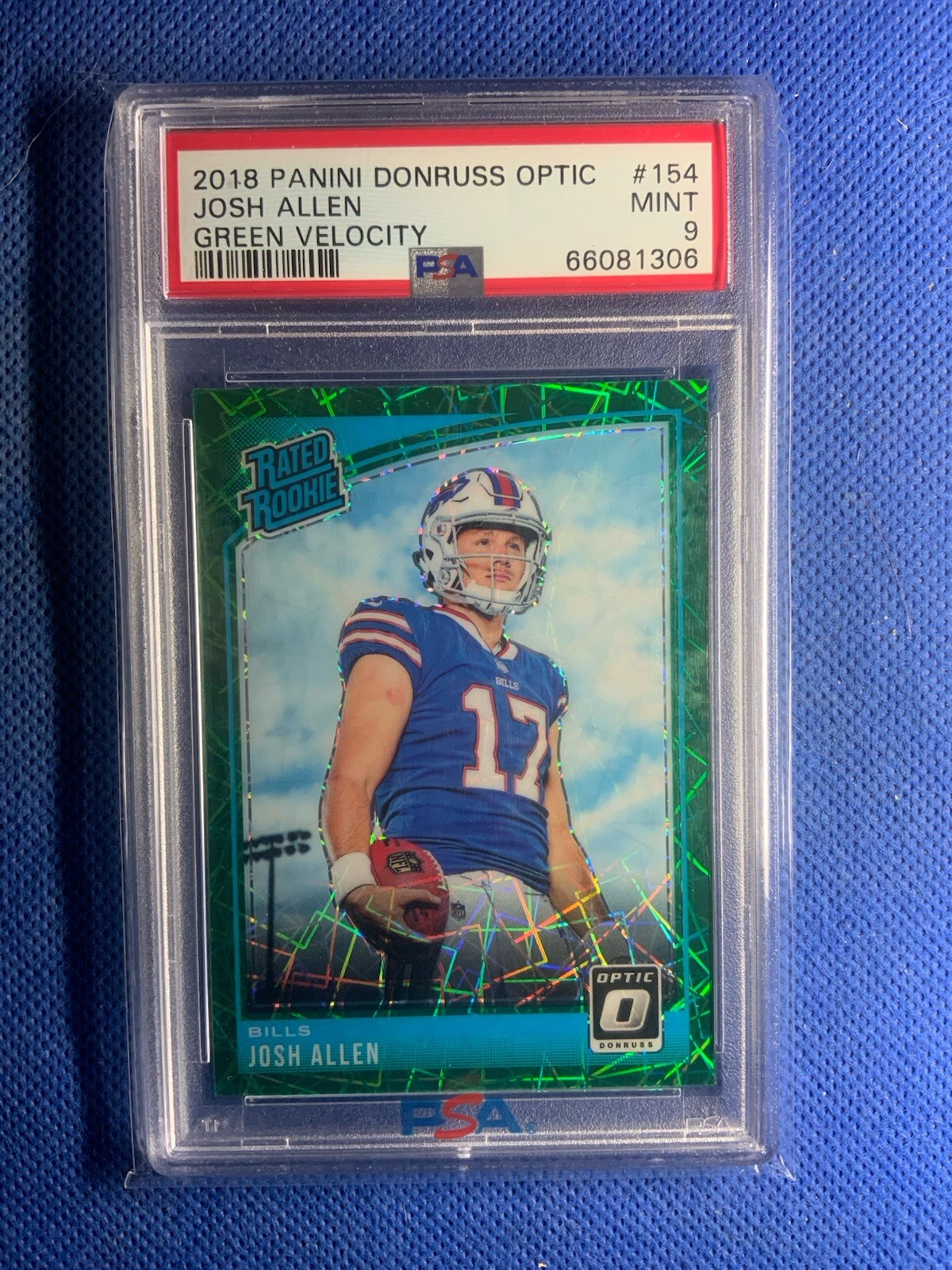 2018 - Optic - Josh Allen - RC - Green Velocity - Lazer - PSA 9 - Buffalo Bills