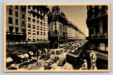 Postal vintage Buenos Aires Argentina Roque Sáenz Peña Ave Coches Autobuses