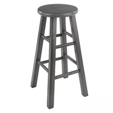 Winsome Wood Counter Stool Rustic Gray Solid Wood Frame Backless 24 in. Height