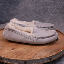 UGG Ansley Women s Size 9 US Gray Suede Shearling Lined Moccasin Slippers