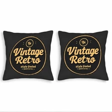 Vintage Retro Throw Pillow Covers Set of 2 18x18in Decorative Cushion Cases 