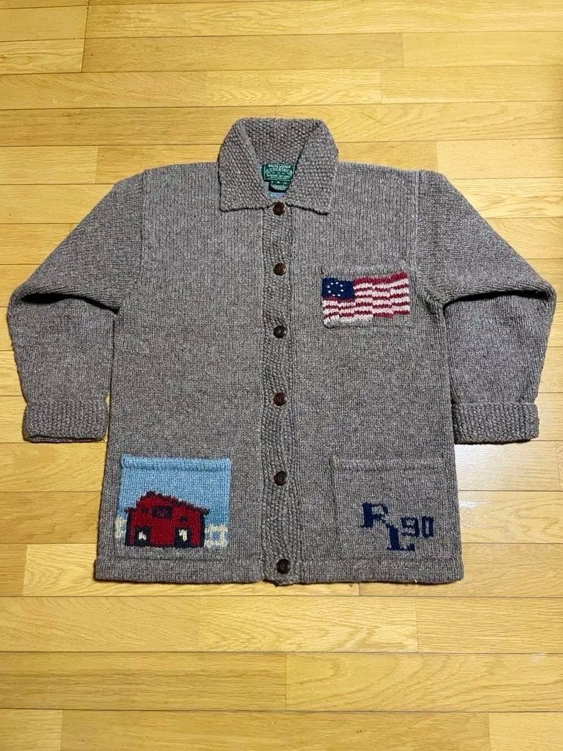 Ralph Lauren Polo Country Equestrian Wool Cardigan Sweater S Vintage 1990