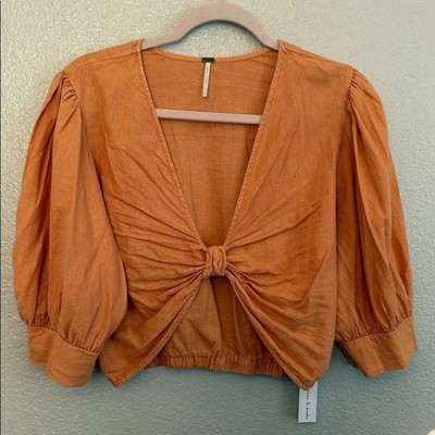 Young Fabulous and Broke Orange Linen Top Size Large