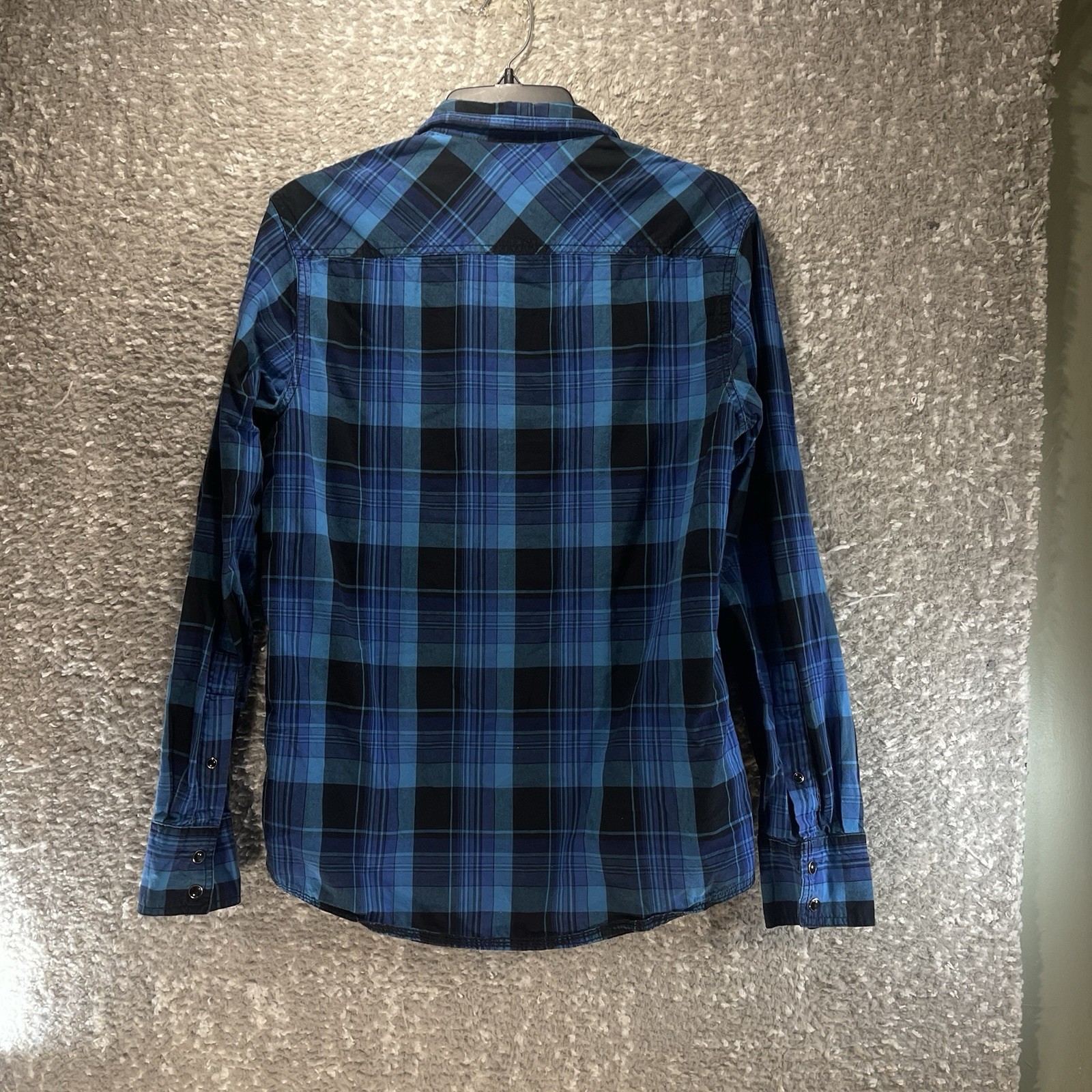 I.N.C International Concepts Snap Front Long Sleeve Western Plaid Shirt Small