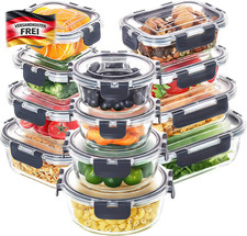 Essensbehälter Glas Set mit Deckel luftdicht stapelbar für Meal Prep & Aufbewahr