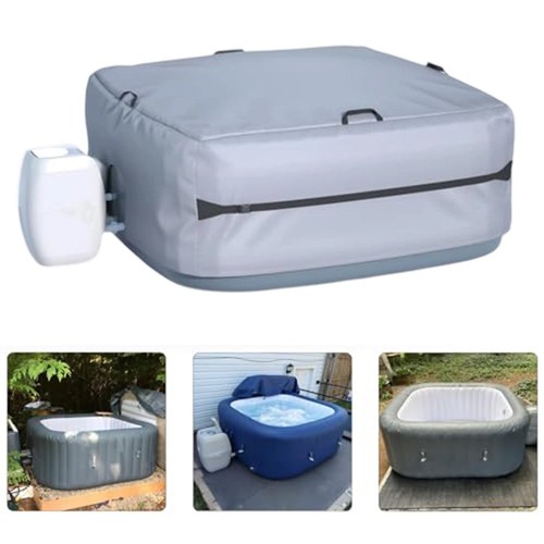 Bathtub Insulation Cover for 71 Inch Square Hot Tubs with Drawstrings Grey - Picture 3 of 7