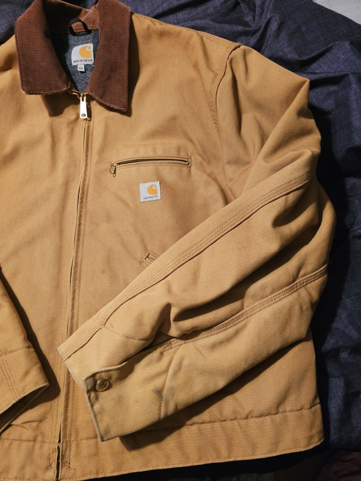 Carhartt -Men's Vtg Detroit Jacket Tan J001-BRN Blanket - Size 2 XL Interstellar image 5