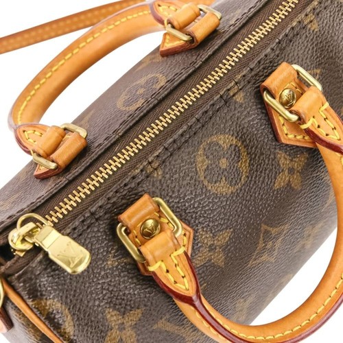 Louis Vuitton Nano Speedy Monogram M61252 Crossbody Shoulder Bag Auth