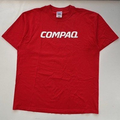 Vintage 90 s Compaq Computers PC Promo Red Graphic T Shirt NWOT Size Men s XL