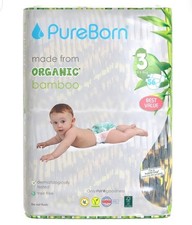 Pureborn Organic Bamboo Nappies - Size 3 / 5.5-8kg  Pack Of 56 - Free Postage 0.23 per nappy