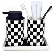 Bathroom Toothbrush Holder Set, Ceramic Soap Dispenser and Tooth Brush Holder...