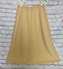NWOT Vtg 70's Devon Womens Midi Skirt 10 Beige A-Line Elastic Waist Retro Disco