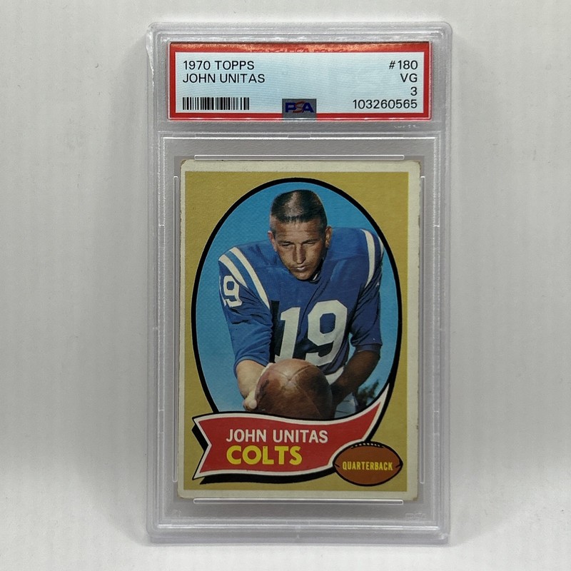 John Unitas Insert 1970 Topps Football Card #180 PSA 3 Very Good Condition