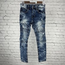 Southpole Blue Acid Wash Denim Stretch Skinny Moto Leg Distressed Jeans Kids 10