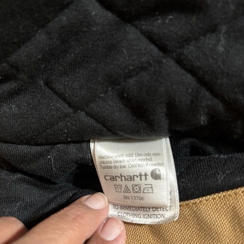 Carhartt Distressed Boy’s Jacket Youth M 10-12 Brown Duck Canvas Lined Hooded - Picture 11 of 13