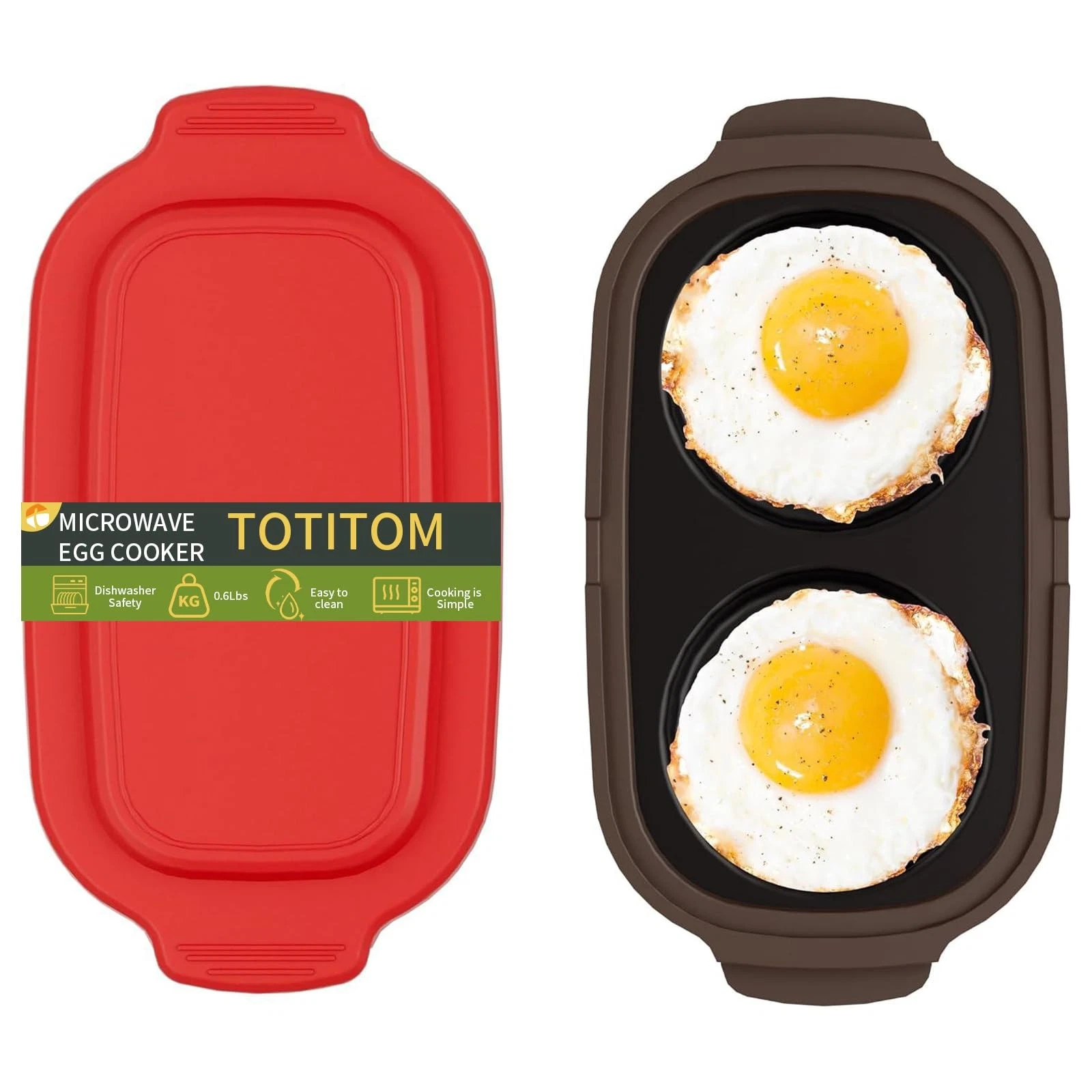 Microwave Egg Cooker for 2 Eggs Non-Stick BPA-Free Dishwasher Safe Portable