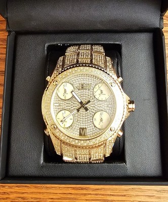 JBW Jet Setter 18K Gold Plated 2 ct.t.w. 200 Diamonds Men's Watch JB-6213-A