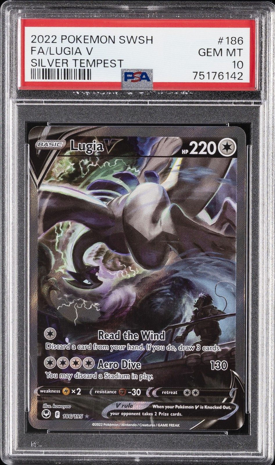 2022 POKEMON SWORD & SHIELD SILVER TEMPEST #186 FULL ART/LUGIA V PSA 10
