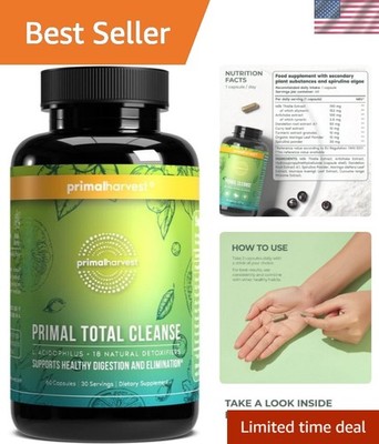 Total Body Cleanse - 60 Natural Capsules with Ginger Flavor for Digestive Ease