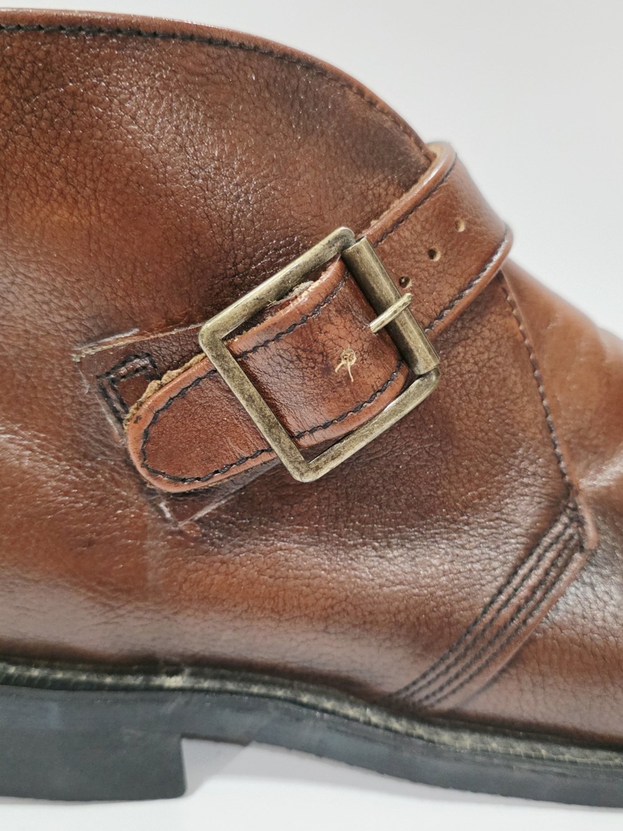 Lehigh EMBOSSED COWHIDE Brown Leather Steel Toe Monk Strap Ankle Boot 11 C New Lehigh EMBOSSED COWHIDE Brown Leather Steel Toe Monk Strap  main image 4