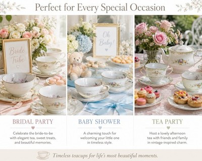 Lot 6 Vintage Noritake Arden Raleigh Teacups Bridal Shower Tea Party Mixed Lot
