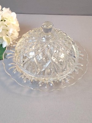 Vintage Glass Domed Butter Dish Anchor Hocking - Cottagecore Farmhouse Decor