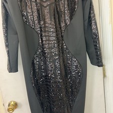 Vestido midi asimétrico de lentejuelas negro Ashley Stewart 18/20