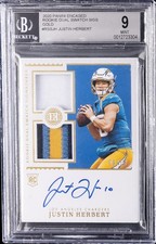 2020 PANINI ENCASED ROOKIE DUAL SWATCH GOLD JUSTIN HERBERT 9/10 BGS 9 AUTO 10