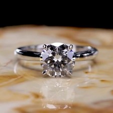 2.75 CT Round Cut White Diamond Solitaire Engagement Ring 14K White Gold Plated