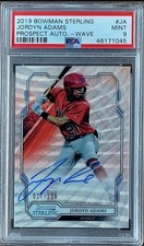 2019 JORDYN ADAMS Bowman Sterling AUTO SILVER WAVE REFRACTOR /125 PSA 9 Rookie